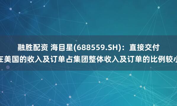 融胜配资 海目星(688559.SH)：直接交付在美国的收入及订单占集团整体收入及订单的比例较小